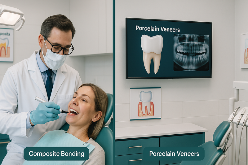 Modern dental clinic comparing how much is composite bonding and veneer costs with expert care